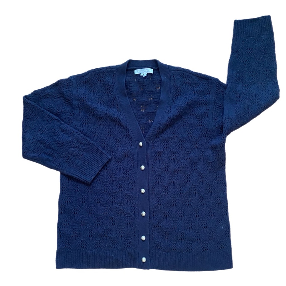 Hill House 100% Merino Wool Navy Grandpa Sweater Cardigan Large